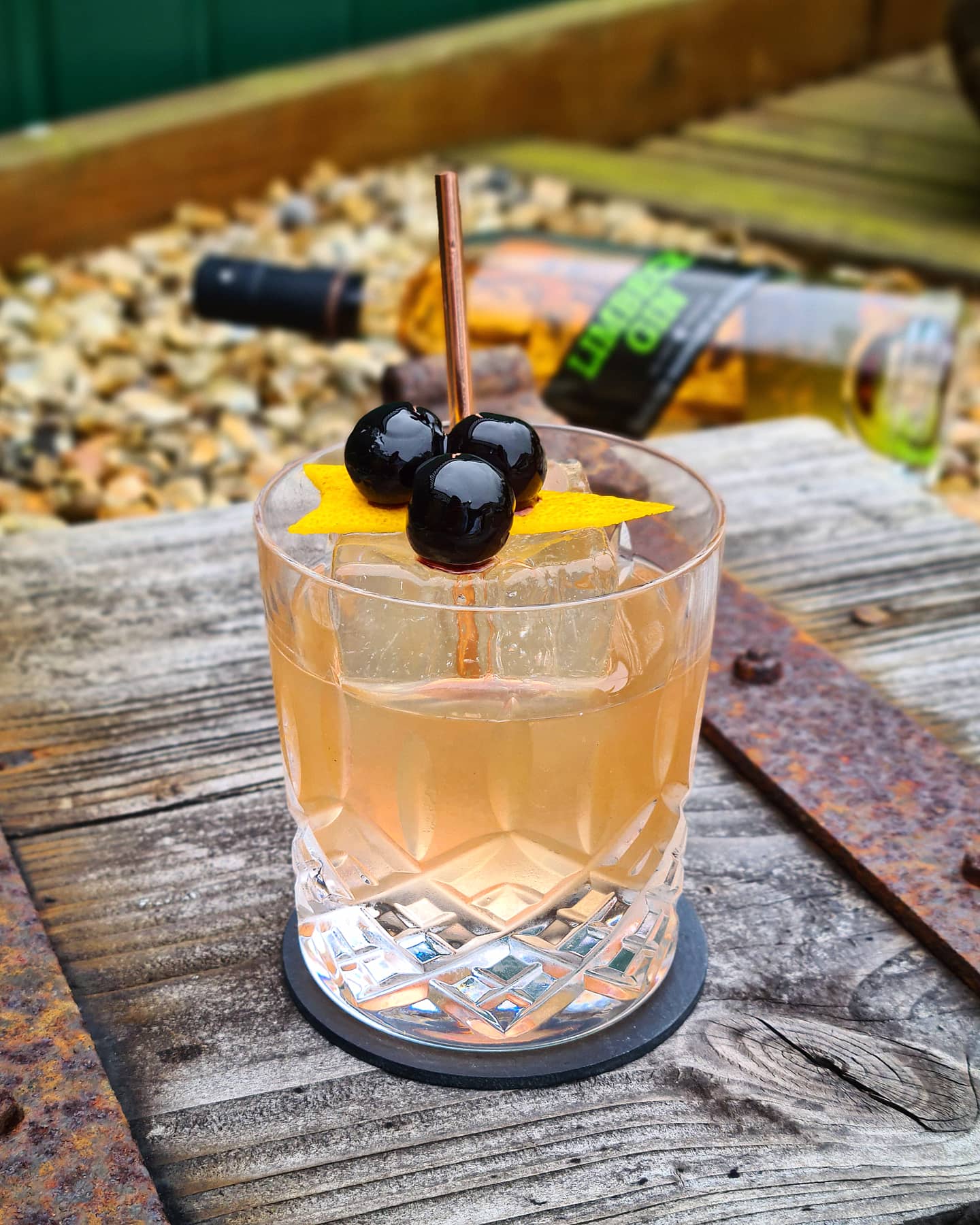 A cocktail made with In the Welsh Wind cask-aged gin