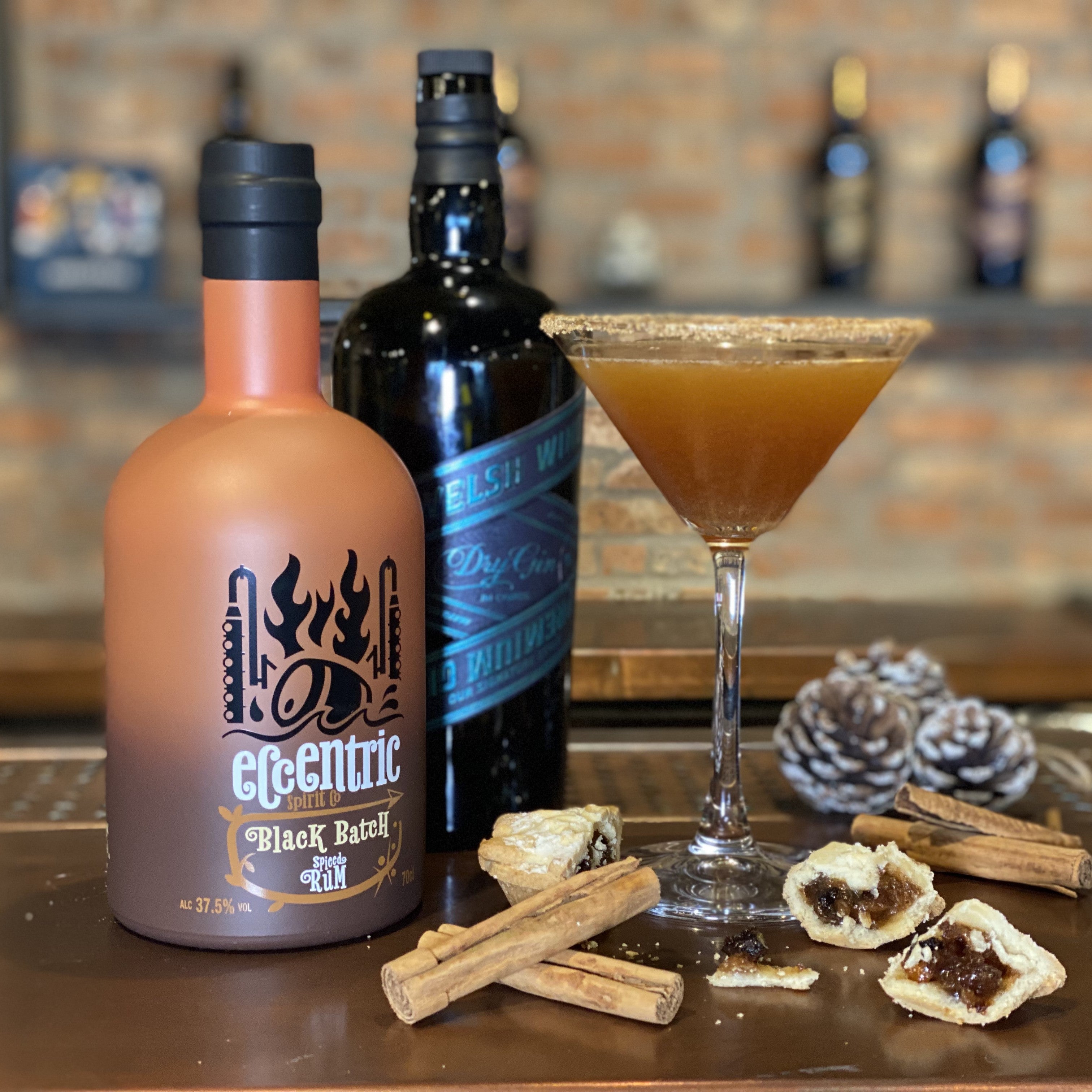 A mince pie martini made with In the Welsh Wind spirits