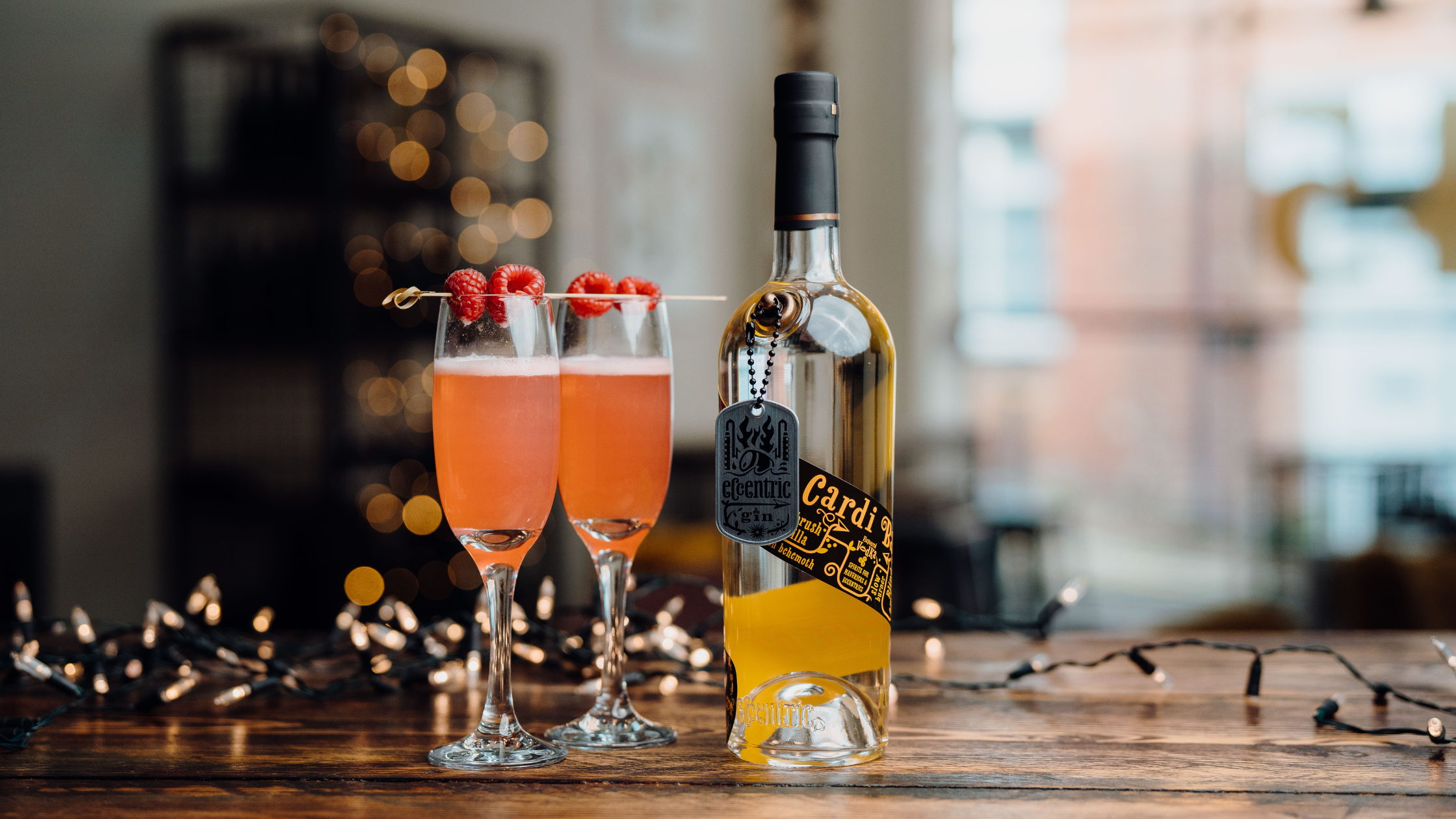 A raspberry and vanilla fizz cocktail made with In the Welsh Wind gin
