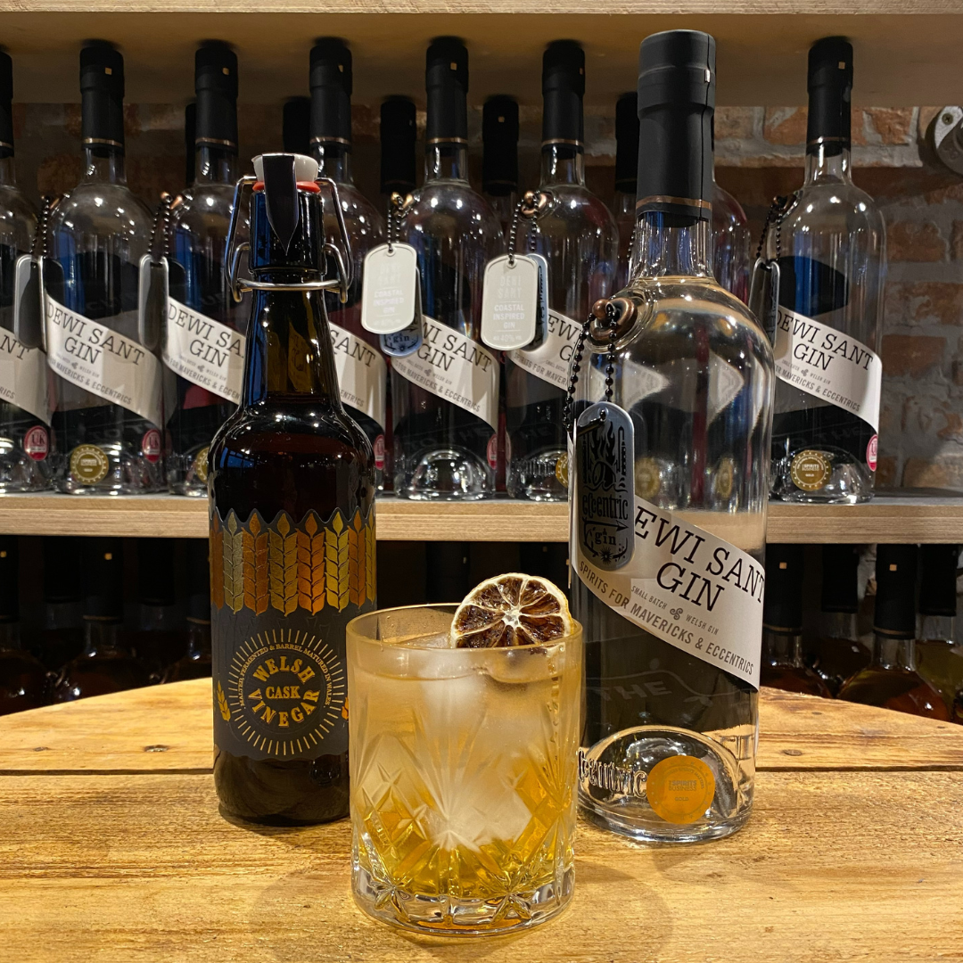 A switchel made with In the Welsh Wind Welsh cask vinegar