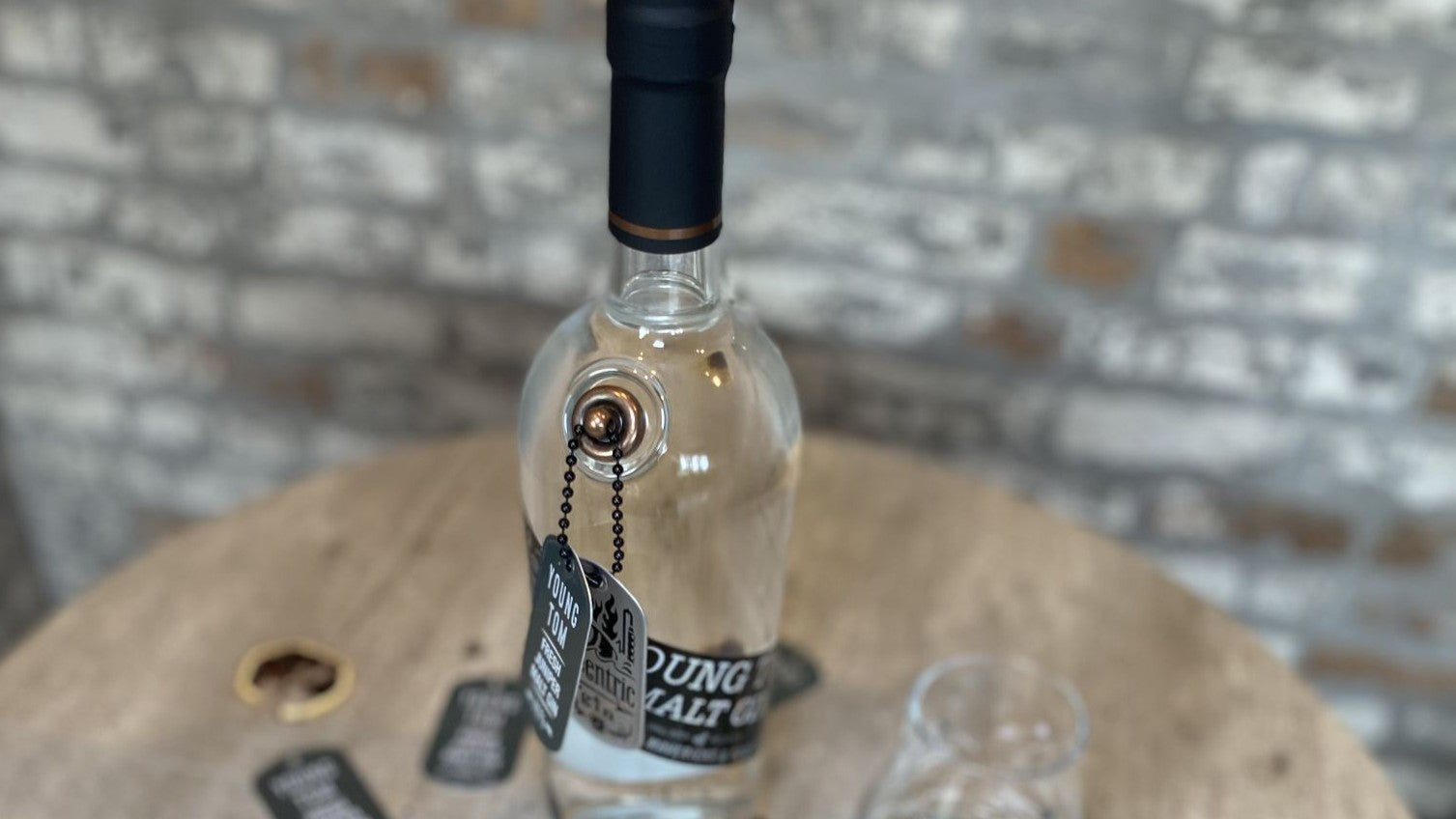 A bottle of In the Welsh Wind Young Tom gin