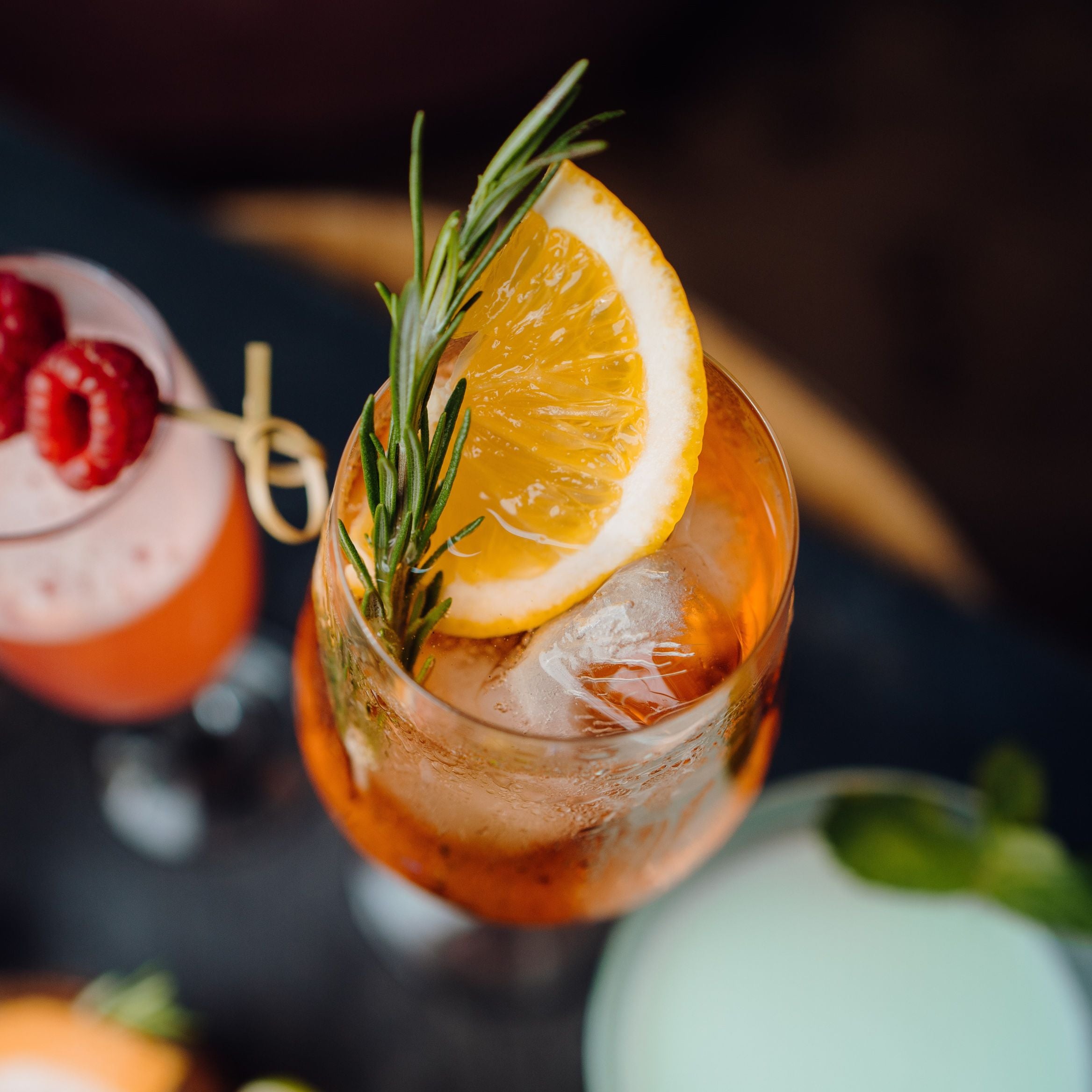 A pinky spritz cocktail made with In the Welsh Wind gin