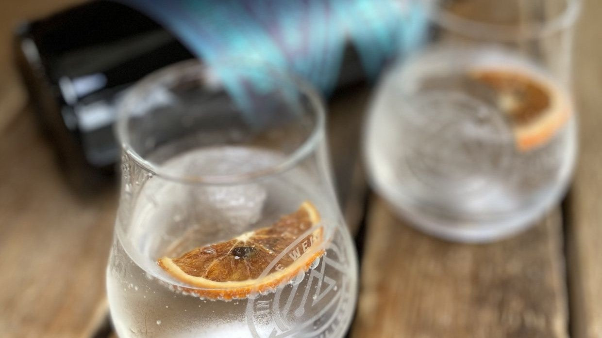 In the Welsh Wind gin on a table for World Gin Day