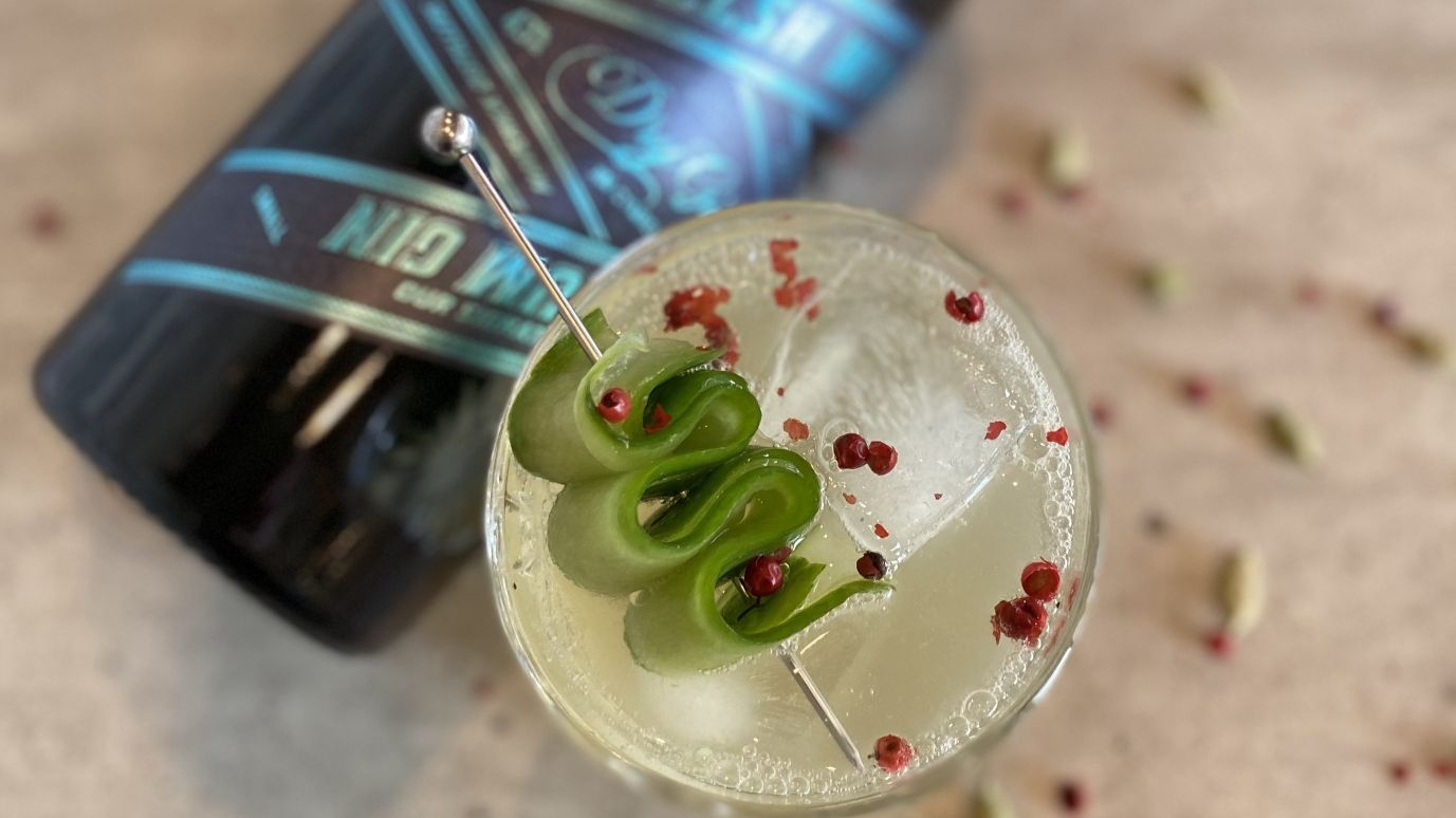 A Sprint Finish cocktail made with In the Welsh Wind Signature Style gin