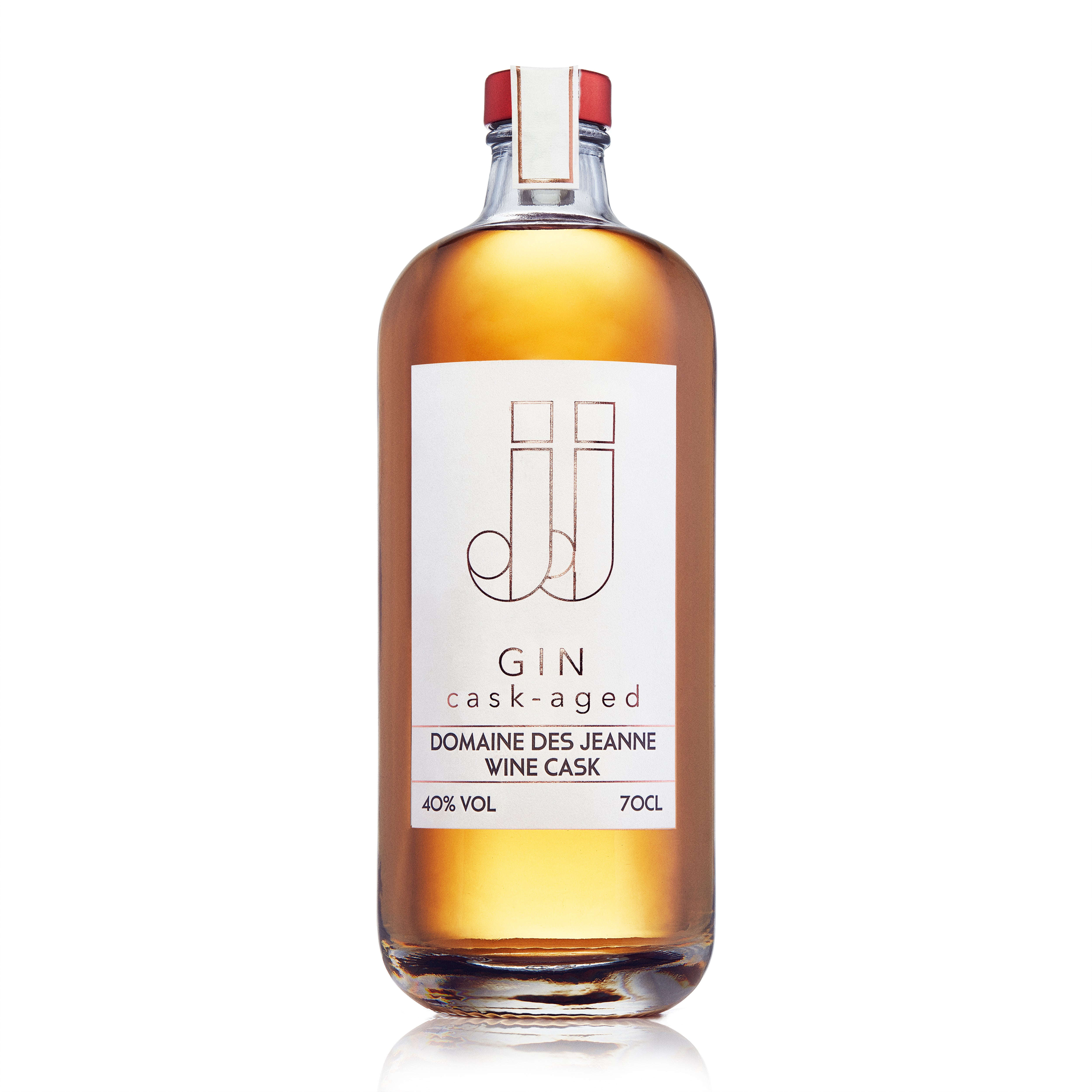 Bottle of Domaine des Jeanne cask-aged gin by In the Welsh Wind
