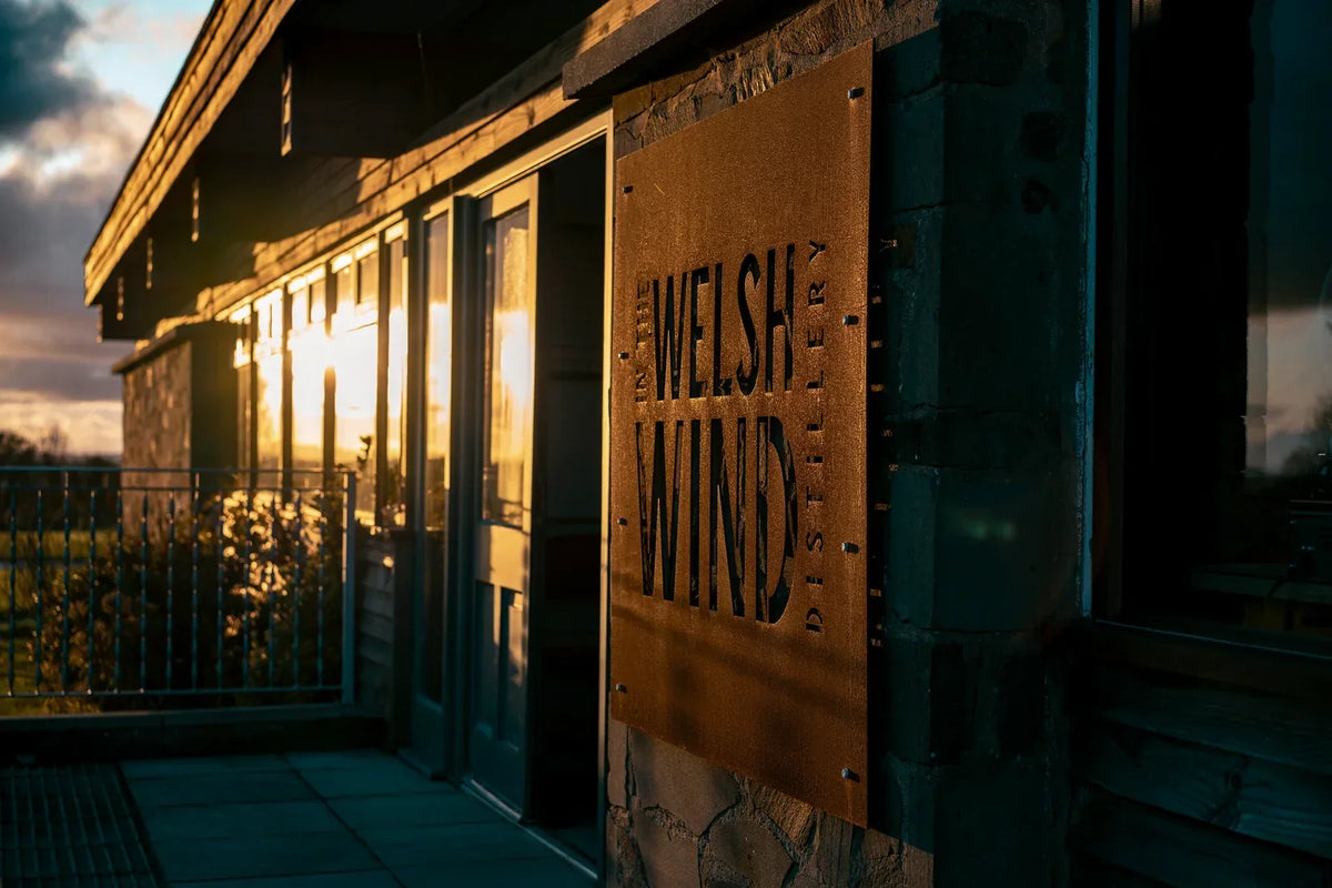 In the Welsh Wind distillery on the Ceredigion coast at dusk in autumn